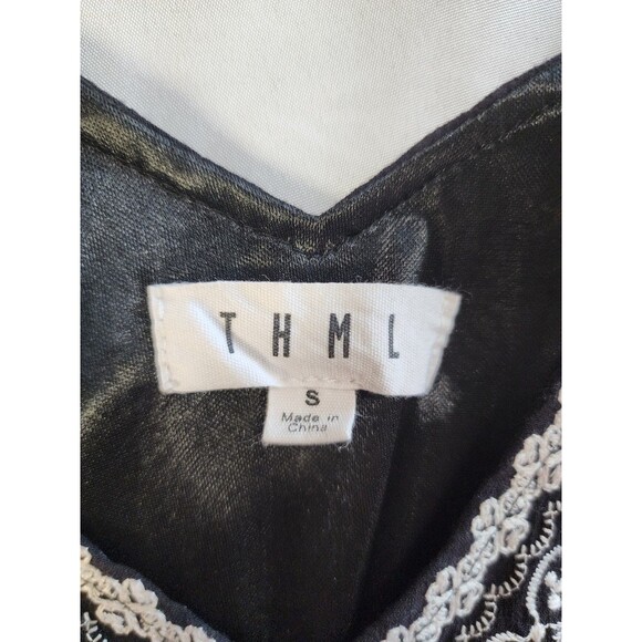 Anthropologie THML Dress Womens Black Sleeveless Midi Embroidered Boho Sz Small - Picture 6 of 10